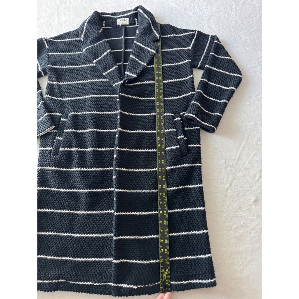 Marine Layer‎ Birdseye Coat Open Front Cardigan Black White Stripes Size Small - Picture 11 of 16